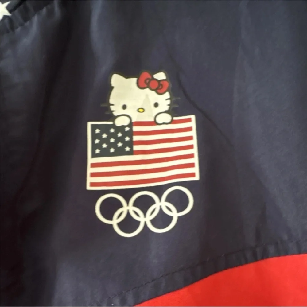 Hello Kitty Team USA Olympic Jacket Kids Red Blue Zip Up Windbreaker Stars